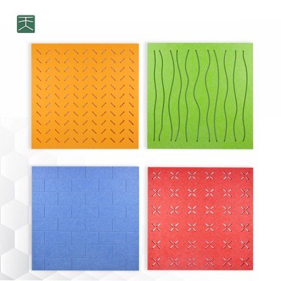 Tiange Colorful Laser Drilling 100% Polyester Fiber Soundproof Wall Tile Decor Office Acoustic Panel